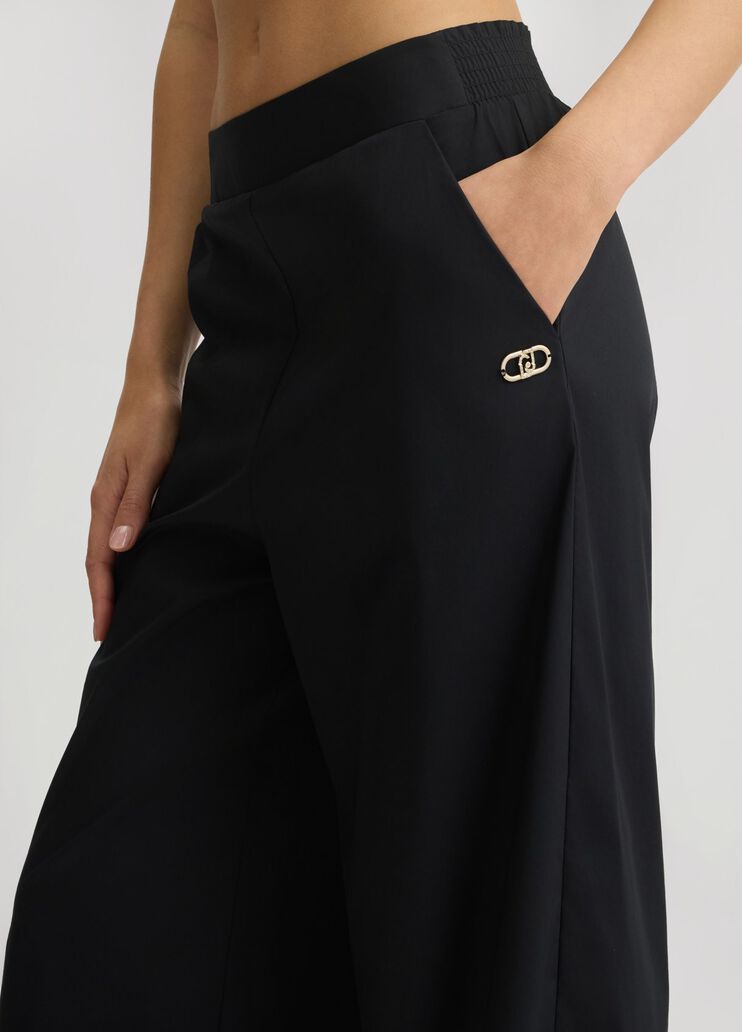Cotton palazzo trousers black Liu Jo - large image number 2 Cotton palazzo trousers black Liu Jo - large image number 2
