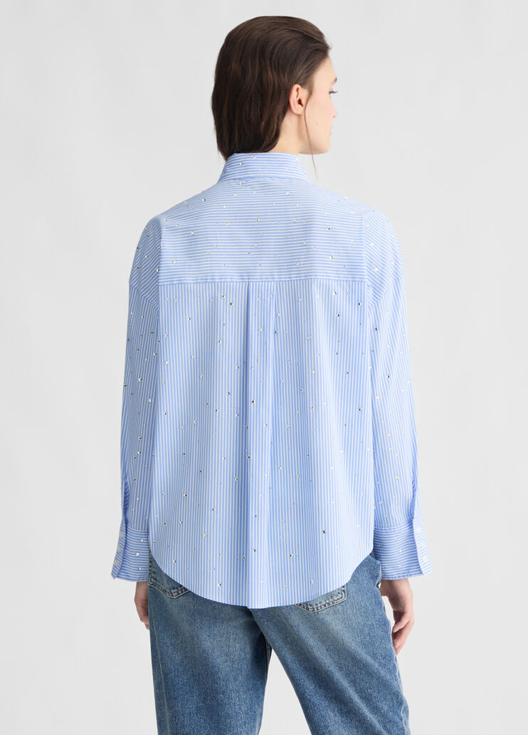Light blue poplin shirt with rhinestones light blue Liu Jo - large image number 1 Light blue poplin shirt with rhinestones light blue Liu Jo - large image number 1