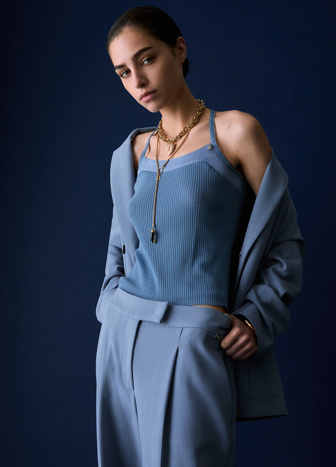 Top in maglia con incrocio azzurro Liu Jo - large image number 2