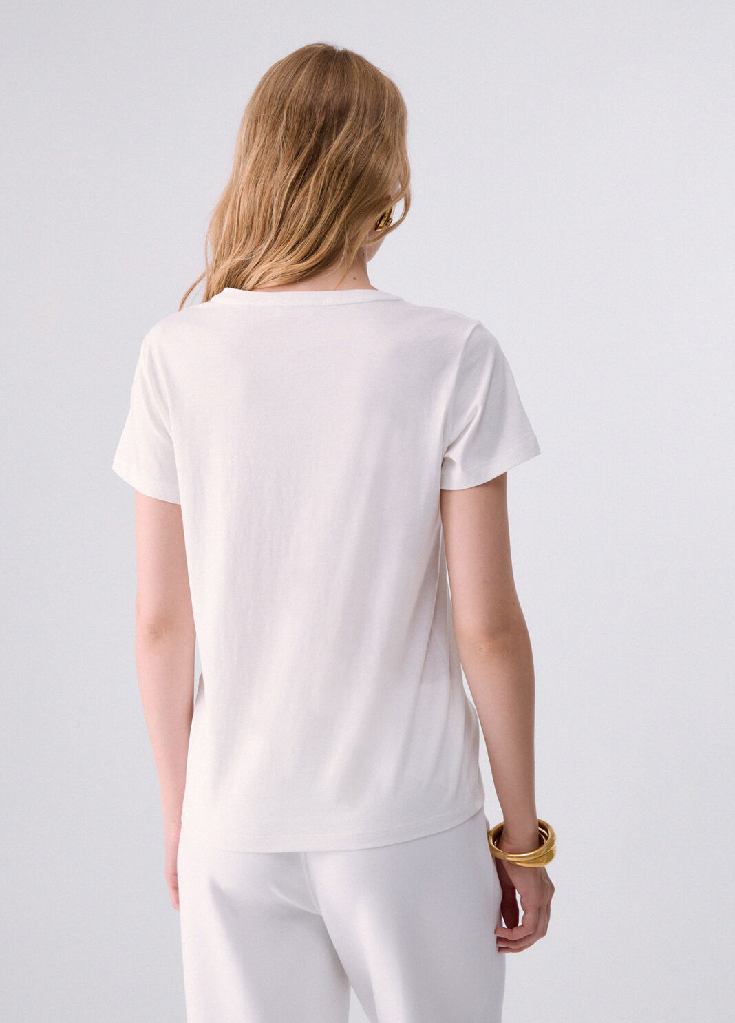 Camiseta con strass blanco/ramaje Liu Jo - large image number 1