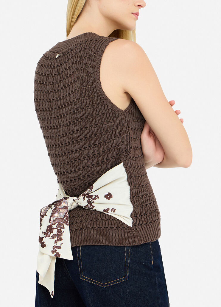 Haut avec détails en sergé imprimé marron foncé Liu Jo - large image number 3