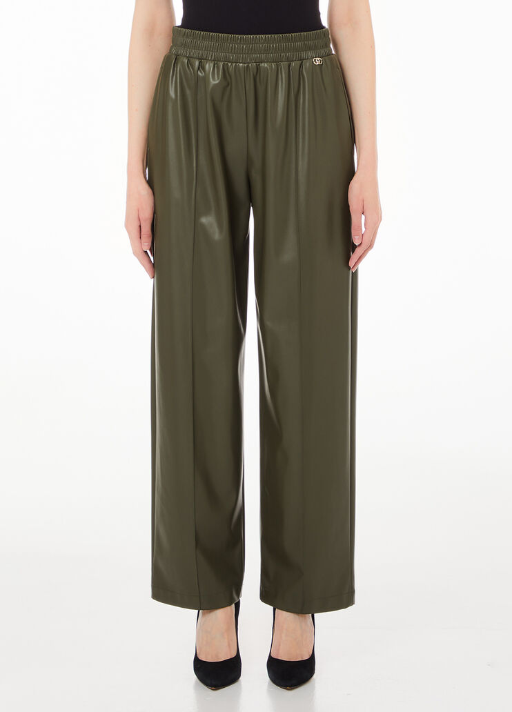Pantaloni in tessuto spalmato verde Liu Jo - large image number 0