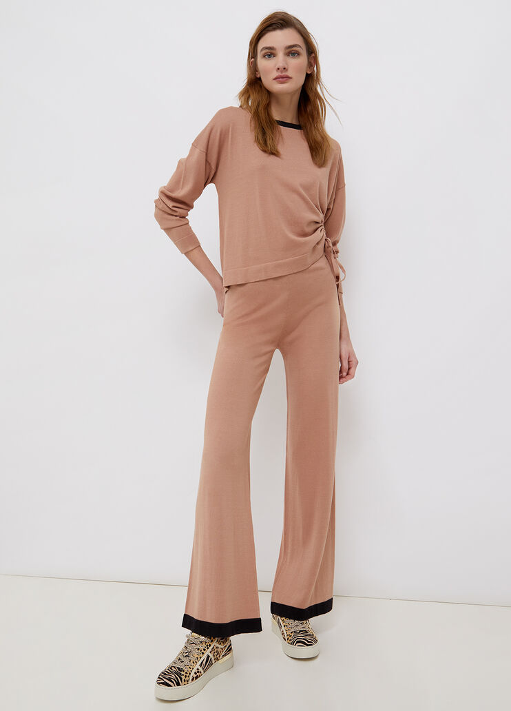 Трикотажные брюки палаццо пудрово-розовый/чёрный Liu Jo - large image number 3