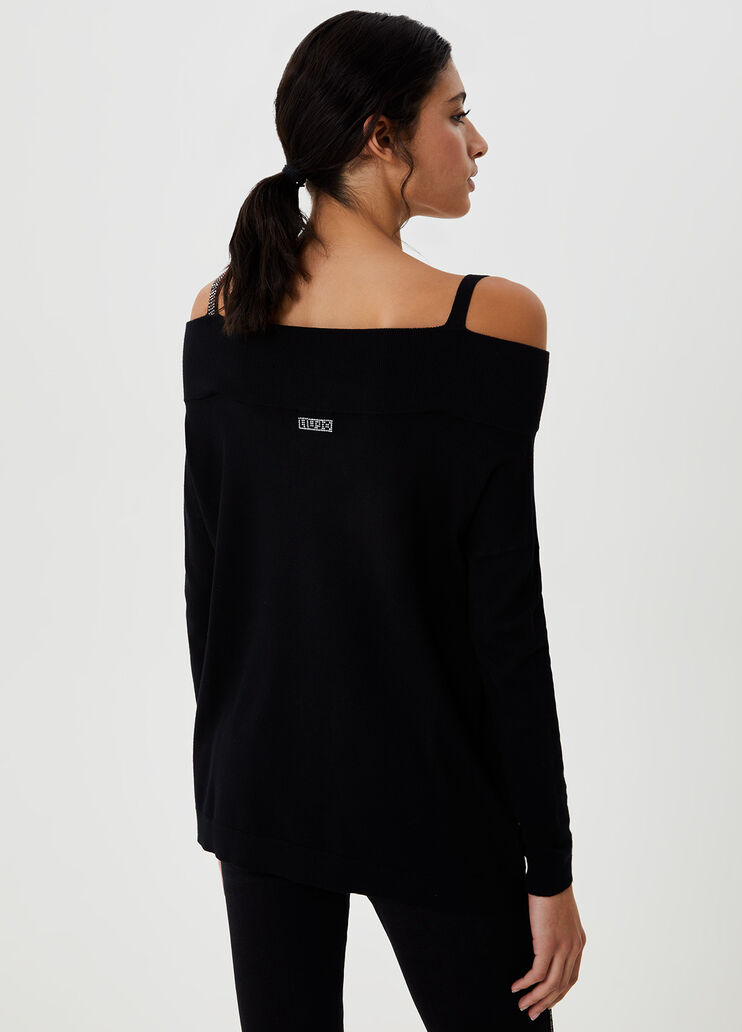 Jumper with Bardot neckline Black Liu Jo - large image number 1 Jumper with Bardot neckline Black Liu Jo - large image number 1