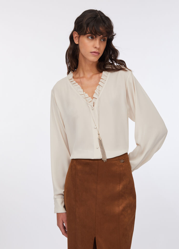 Hemdbluse Liu Jo Better mit Halskette Elfenbein Liu Jo - medium Hemdbluse Liu Jo Better mit Halskette Elfenbein Liu Jo - medium