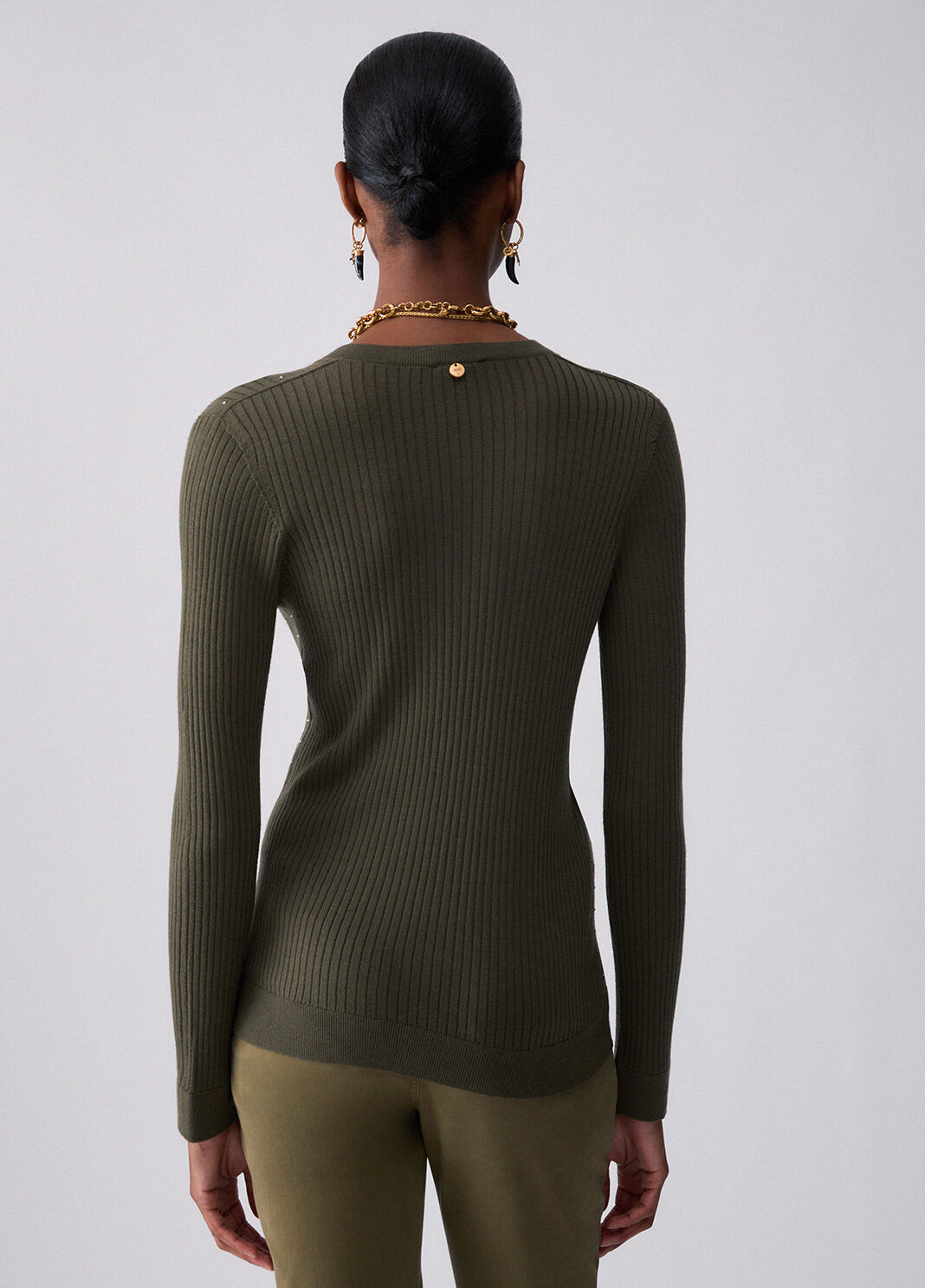 Maglia in lana con scollo a V verde Liu Jo - large image number 1