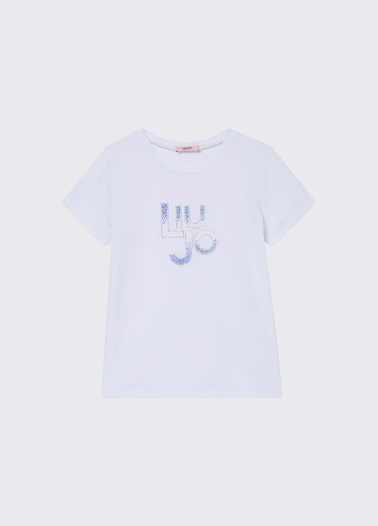 Shirt mit Logo und Strass Wei&szlig; Liu Jo - medium