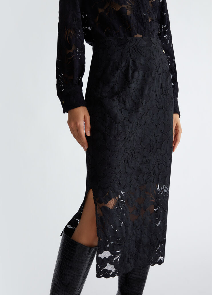 Falda midi de encaje negro Liu Jo - large image number 2