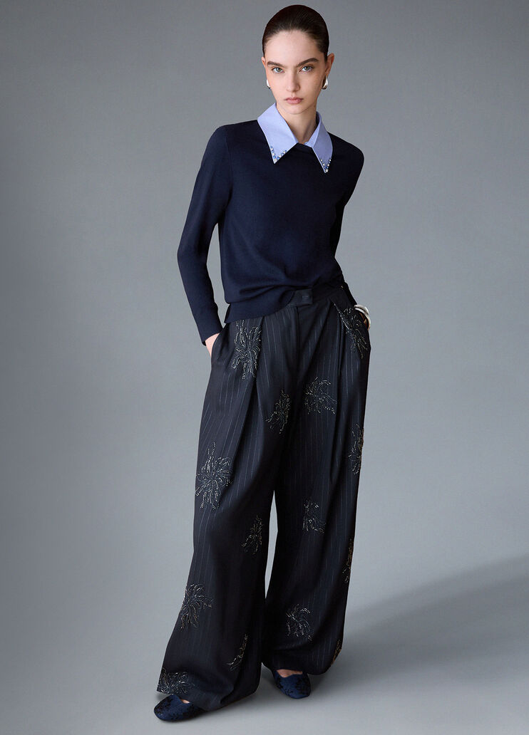 Palazzo trousers with jewel embroidery grey Liu Jo - medium