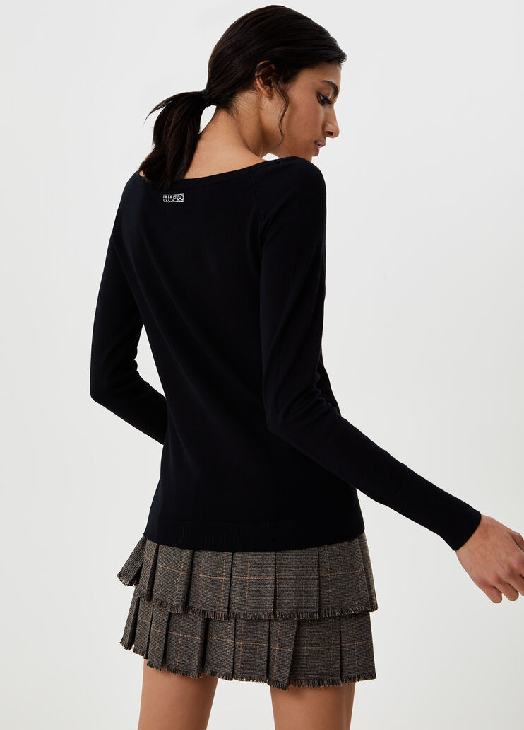 Jumper with Bardot neckline Black Liu Jo - large image number 1 Jumper with Bardot neckline Black Liu Jo - large image number 1