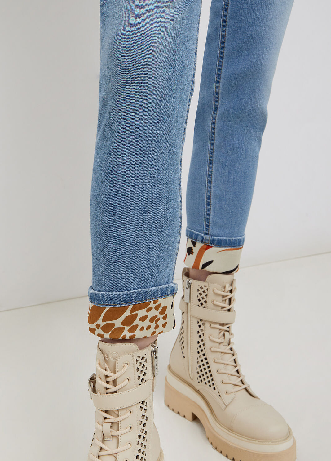 Skinny jeans with animal print turn-up blue denim with animal-print Liu Jo - large image number 2