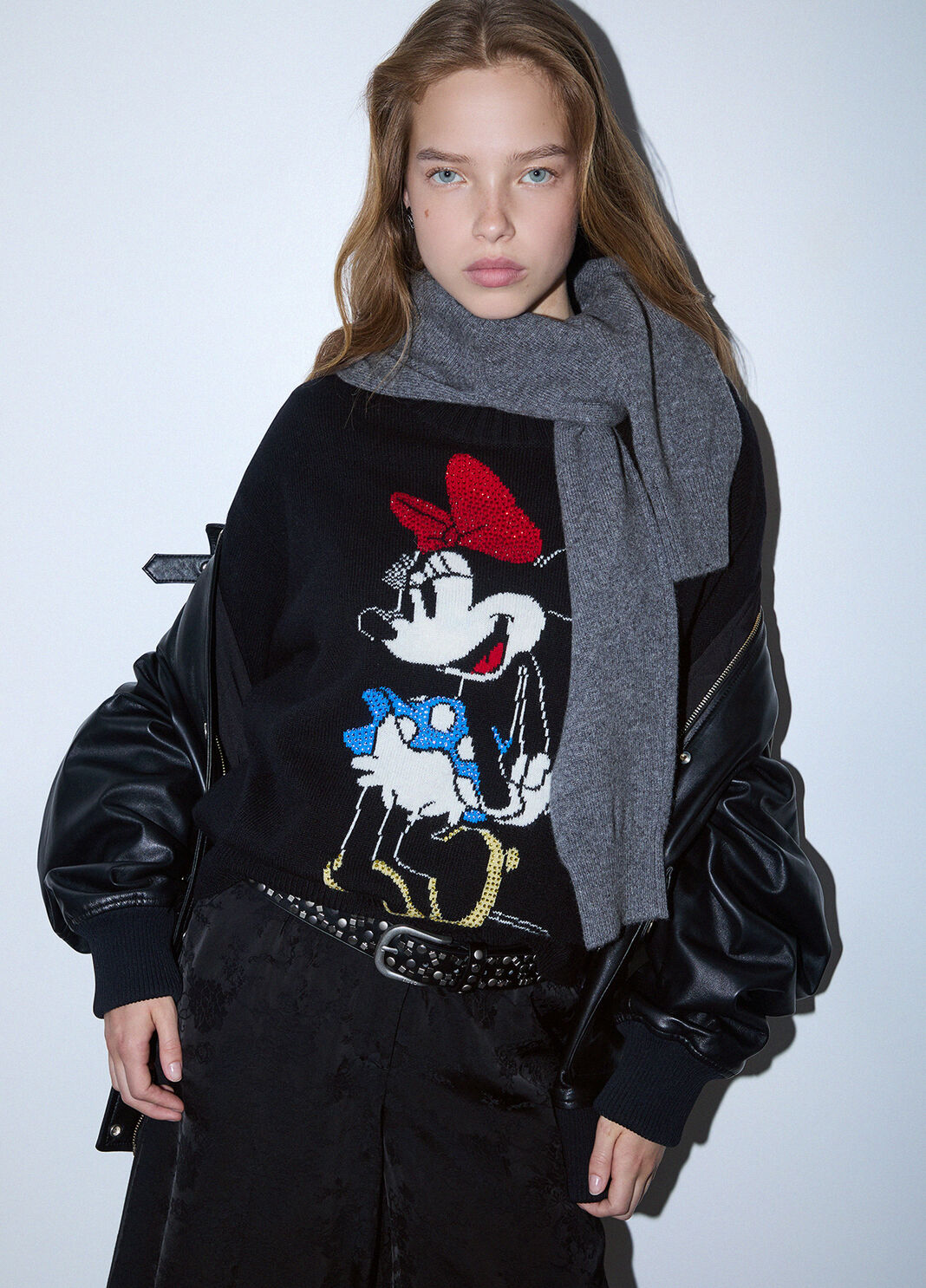 Maglia jacquard in lana Mrs Mouse nero/Miss mouse Liu Jo - large image number 2