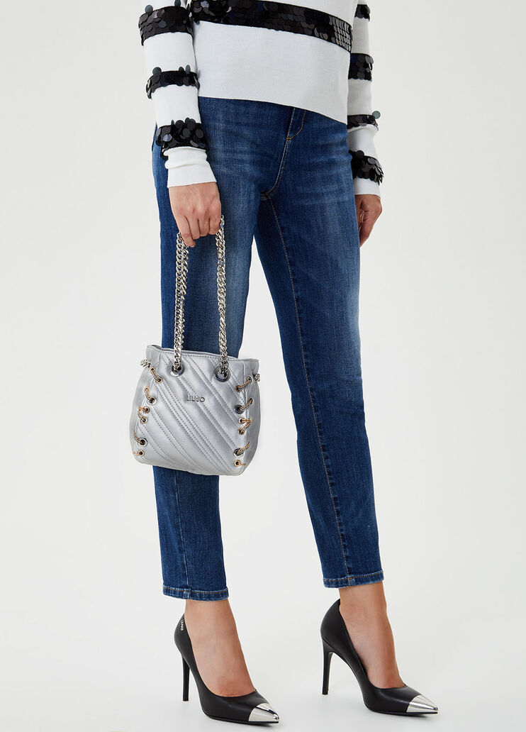 Faux leather bucket bag Silver Liu Jo - large image number 4