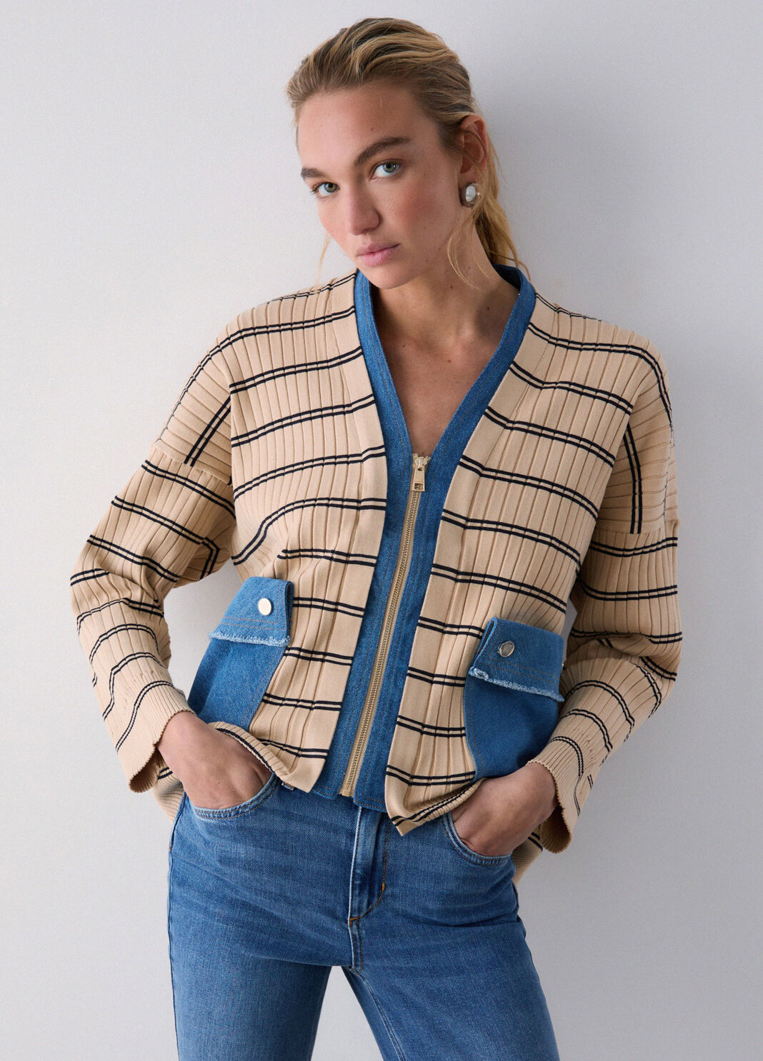 Striped cardigan beige Liu Jo - large image number 0