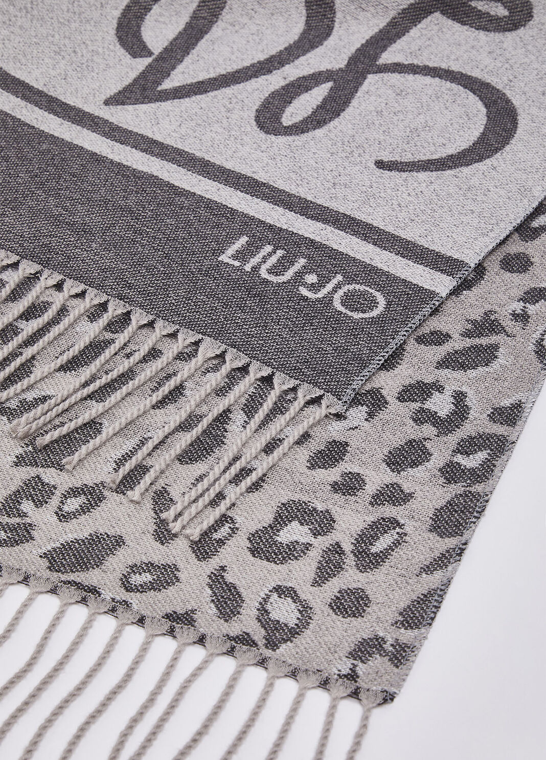 Jacquard Stole with Logo black Liu Jo - large image number 3