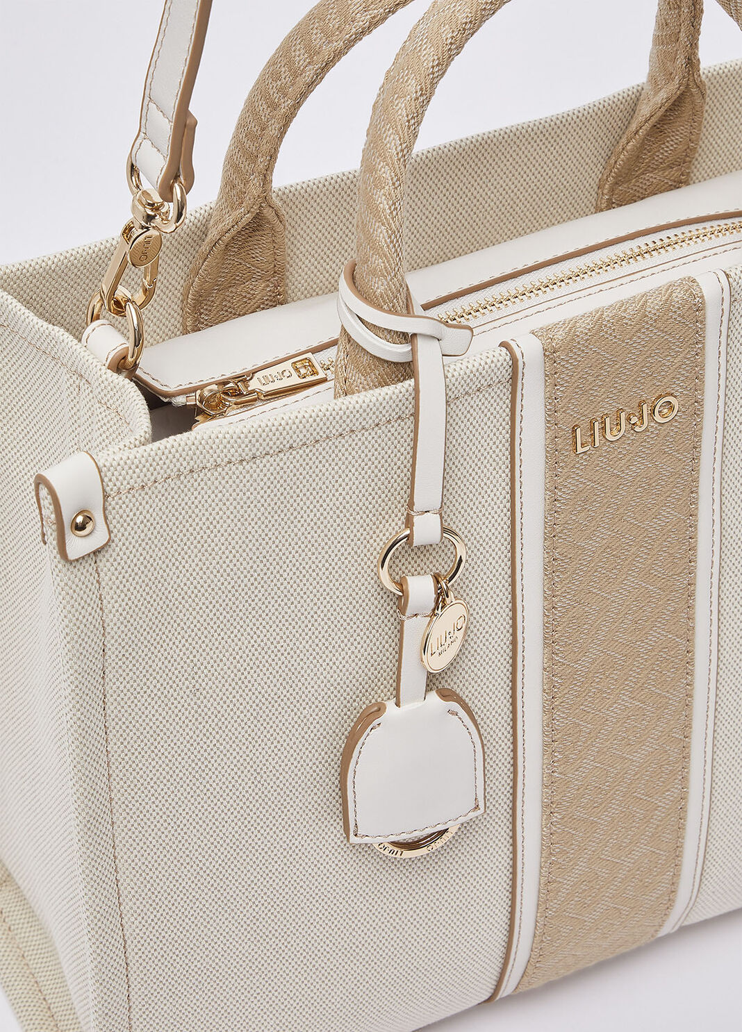 Sac jacquard moyen mod&egrave;le beige Liu Jo - large image number 3