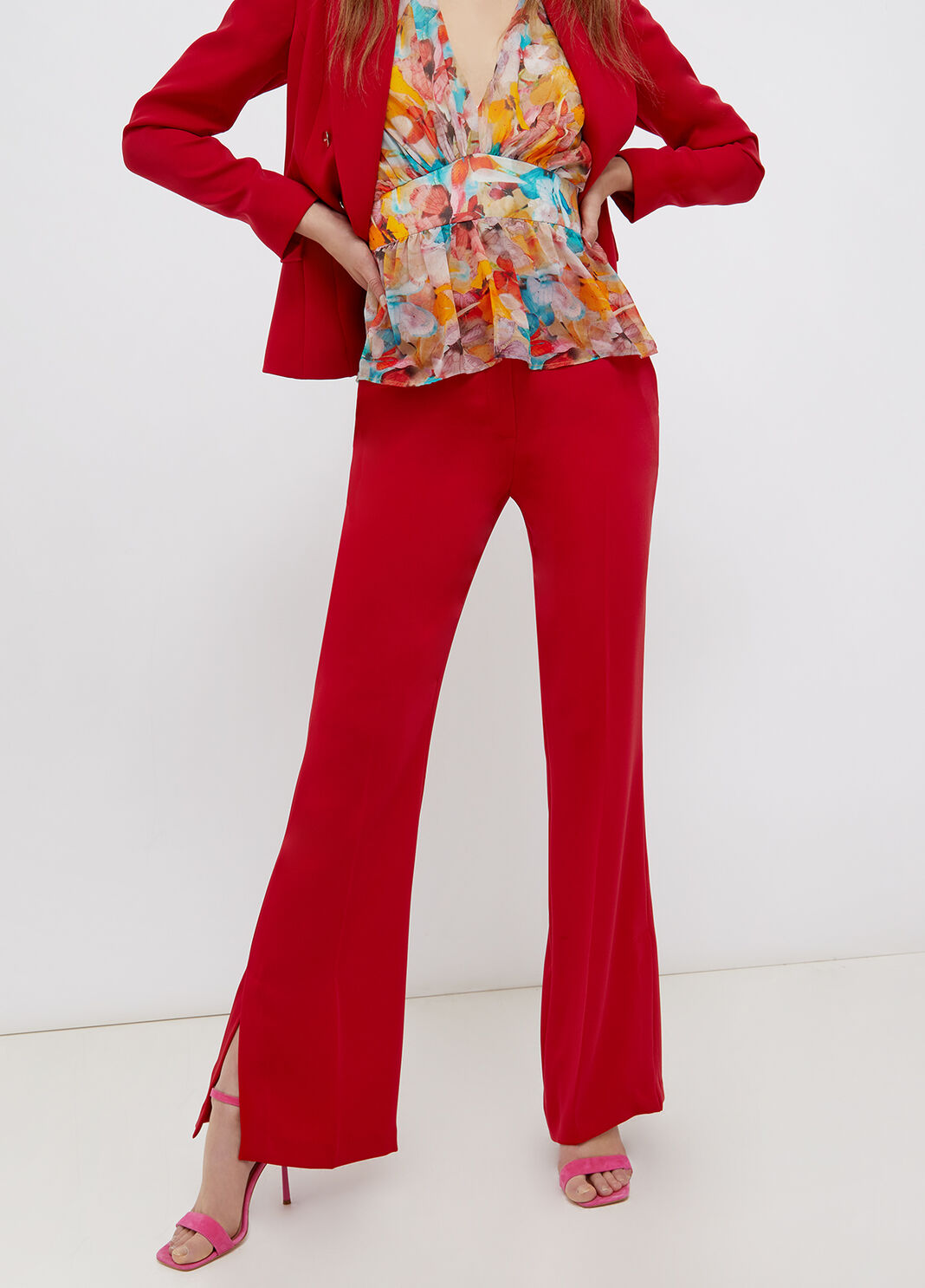 Straight trousers with slits scarlet red Liu Jo - large image number 0