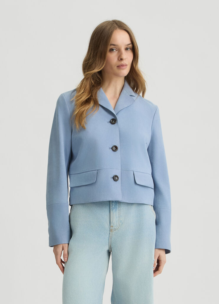Suede boxy jacket light blue Liu Jo - medium Suede boxy jacket light blue Liu Jo - medium