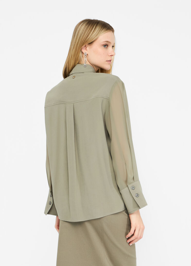 Gabardine overshirt jacket asparagus Liu Jo - large image number 1 Gabardine overshirt jacket asparagus Liu Jo - large image number 1