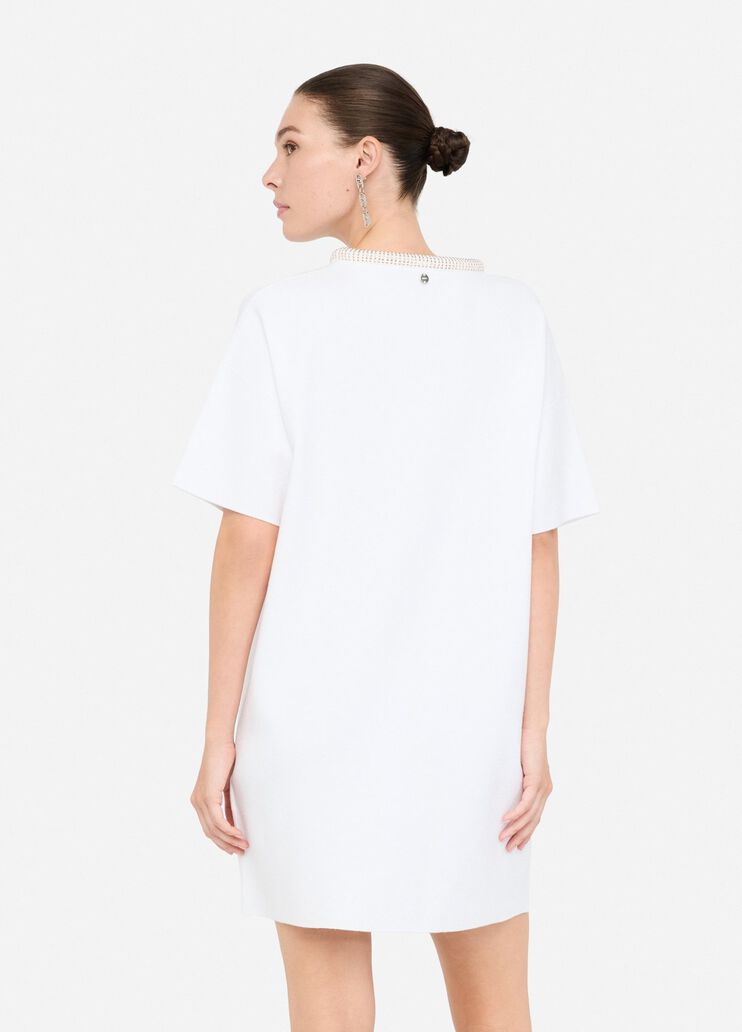 Abito corto in maglia bianco lana Liu Jo - large image number 1 Abito corto in maglia bianco lana Liu Jo - large image number 1