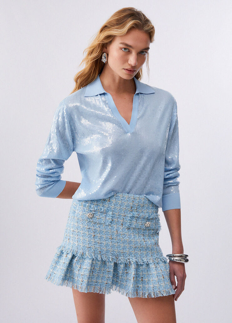 Maglia con paillettes azzurro Liu Jo - medium