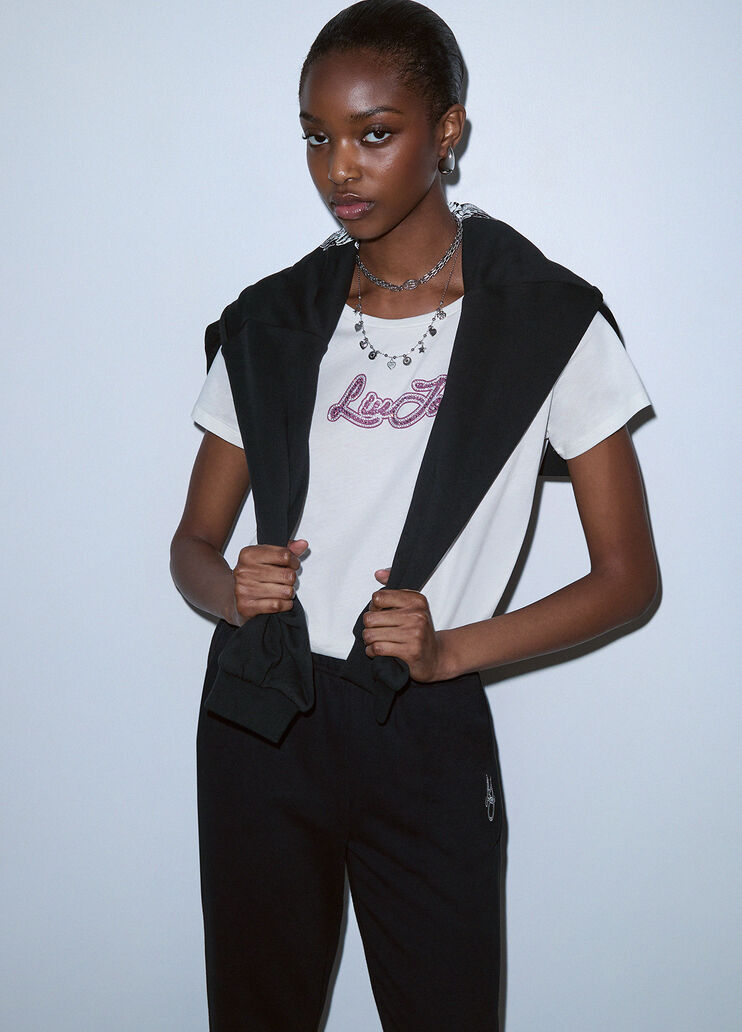 Jersey T-shirt with Logo white wool Liu Jo - medium