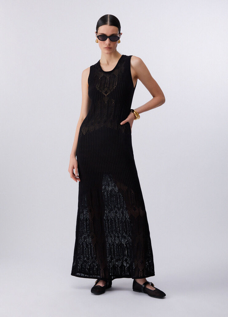 Vestido largo de punto calado negro Liu Jo - large image number 4
