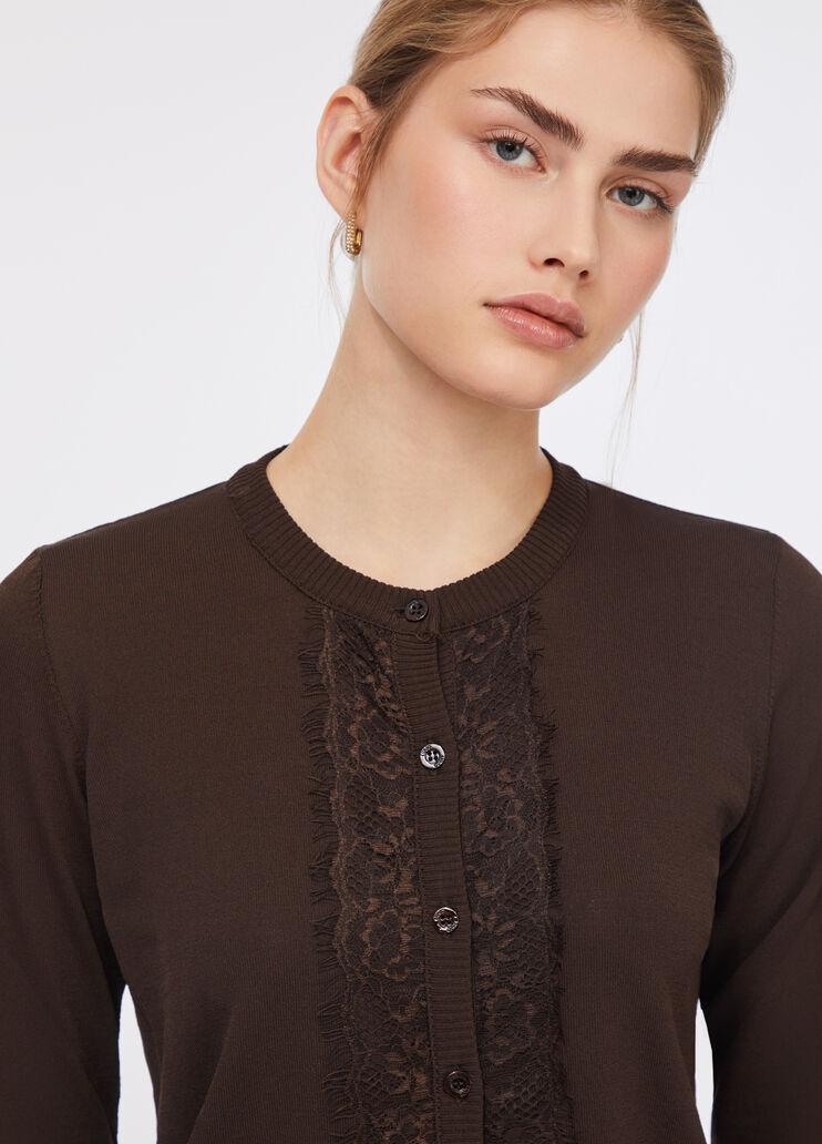 Cardigan mit Spitzendetails Dunkelbraun Liu Jo - medium