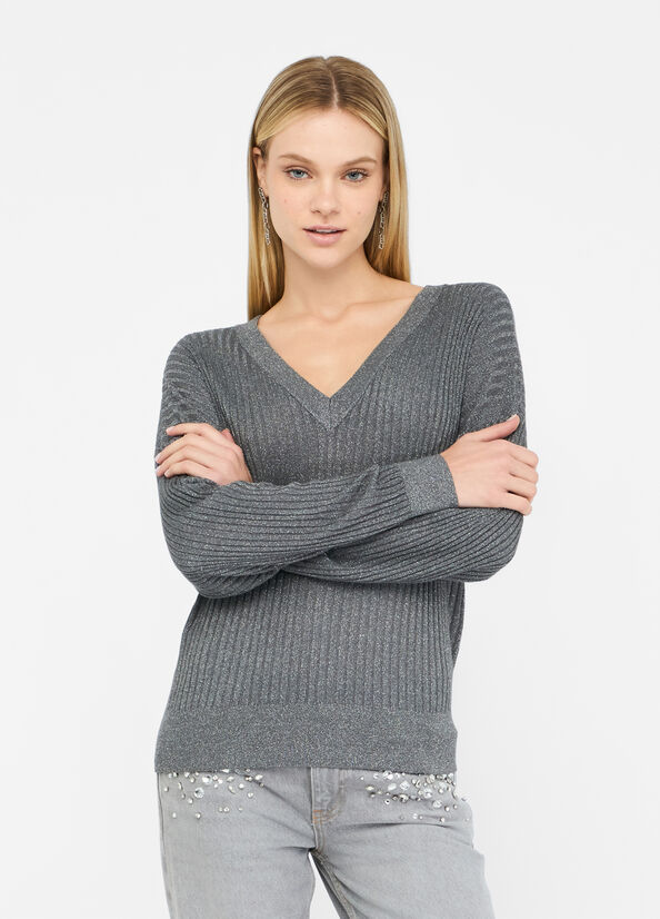 Jersey con escote de pico antracita Liu Jo - medium