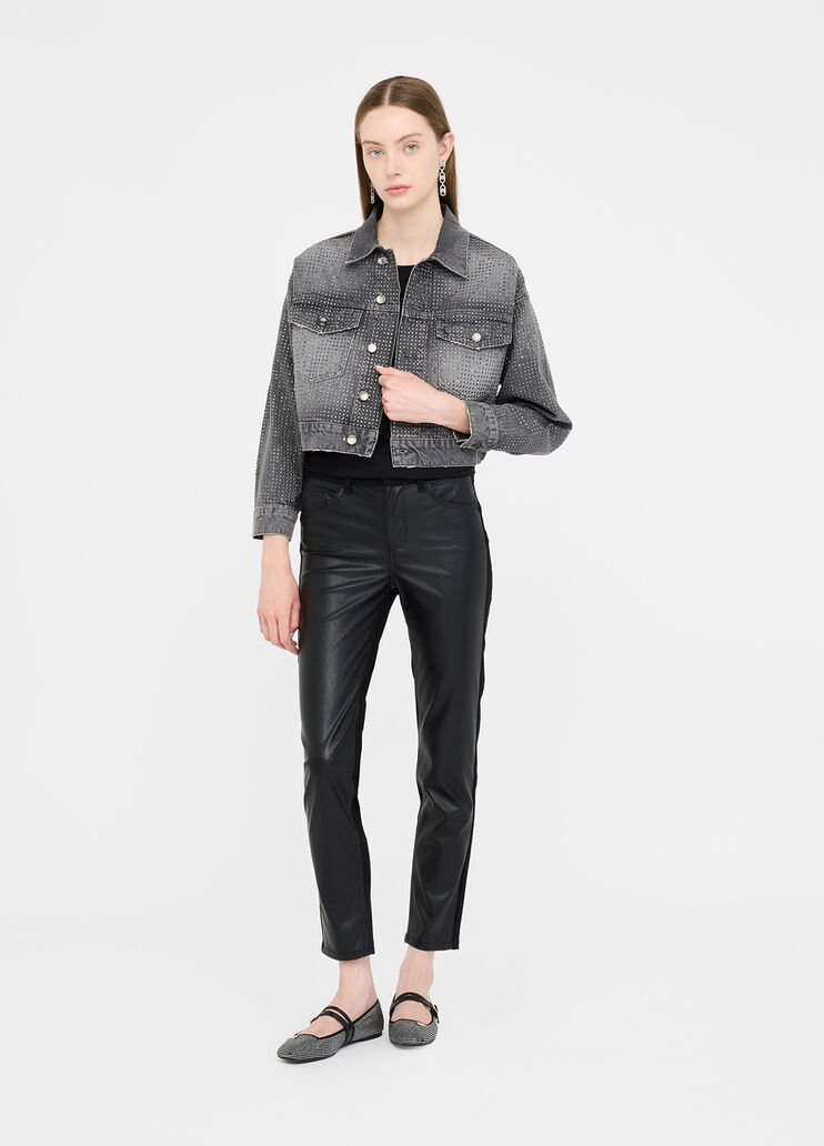 Veste en denim avec strass denim gris Liu Jo - large image number 5