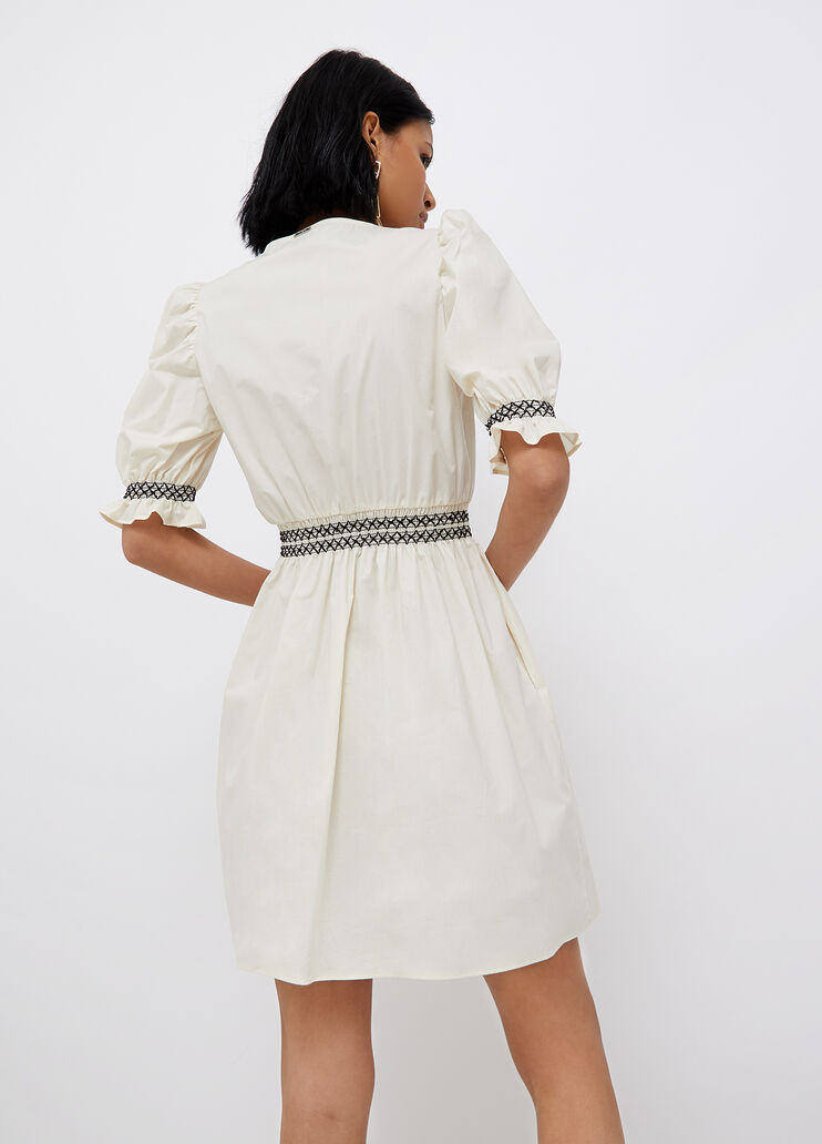 Kurzes Kleid aus Popeline Elfenbein/Schwarz Liu Jo - large image number 1