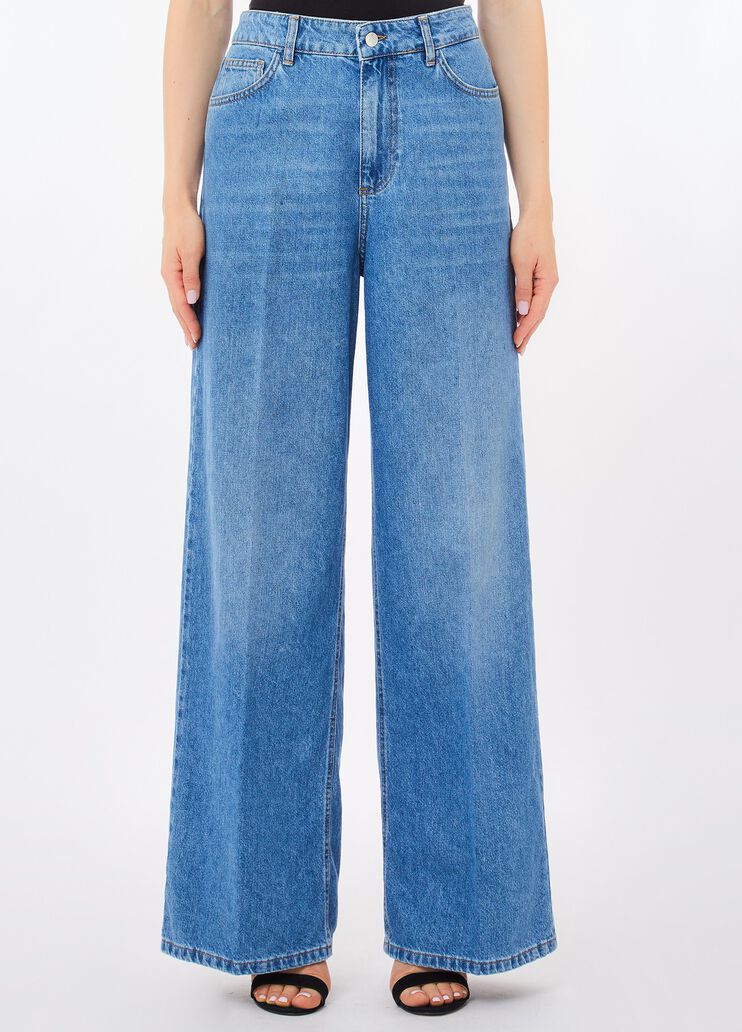 Vaqueros flare con bolsillos de crochet denim azul Liu Jo - medium