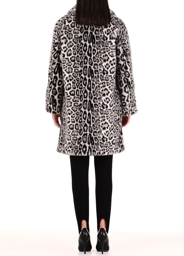 Long synthetic fabric coat grey leopard print Liu Jo - large image number 1