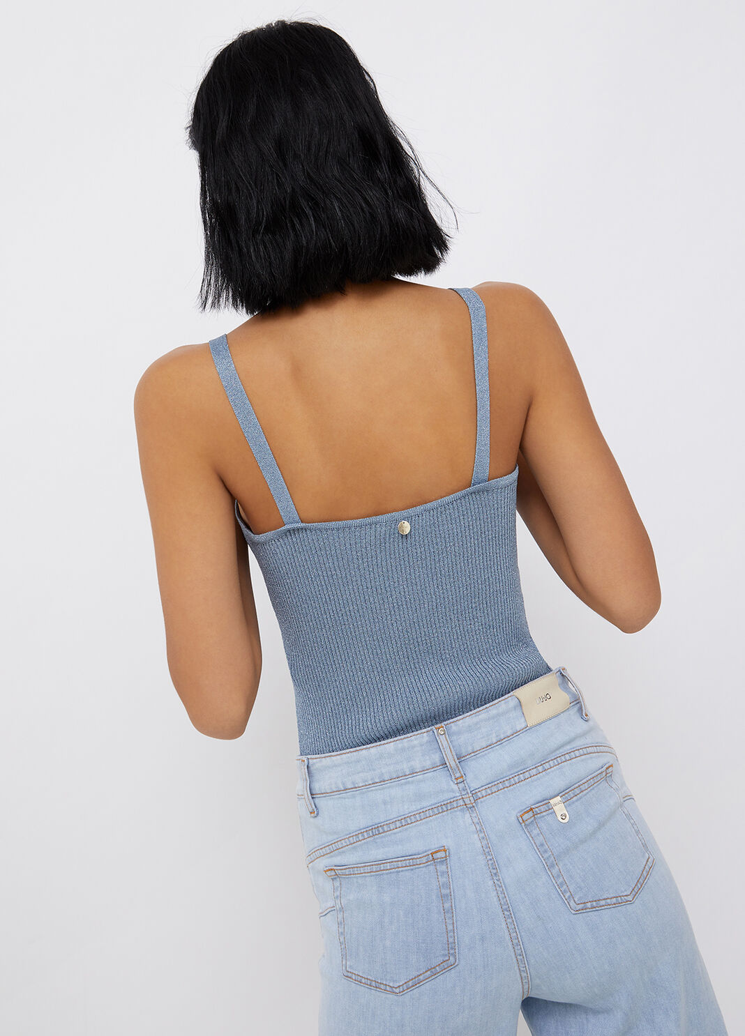 Plissierte Shorts aus Lurex&reg; Hellblau Liu Jo - large image number 1