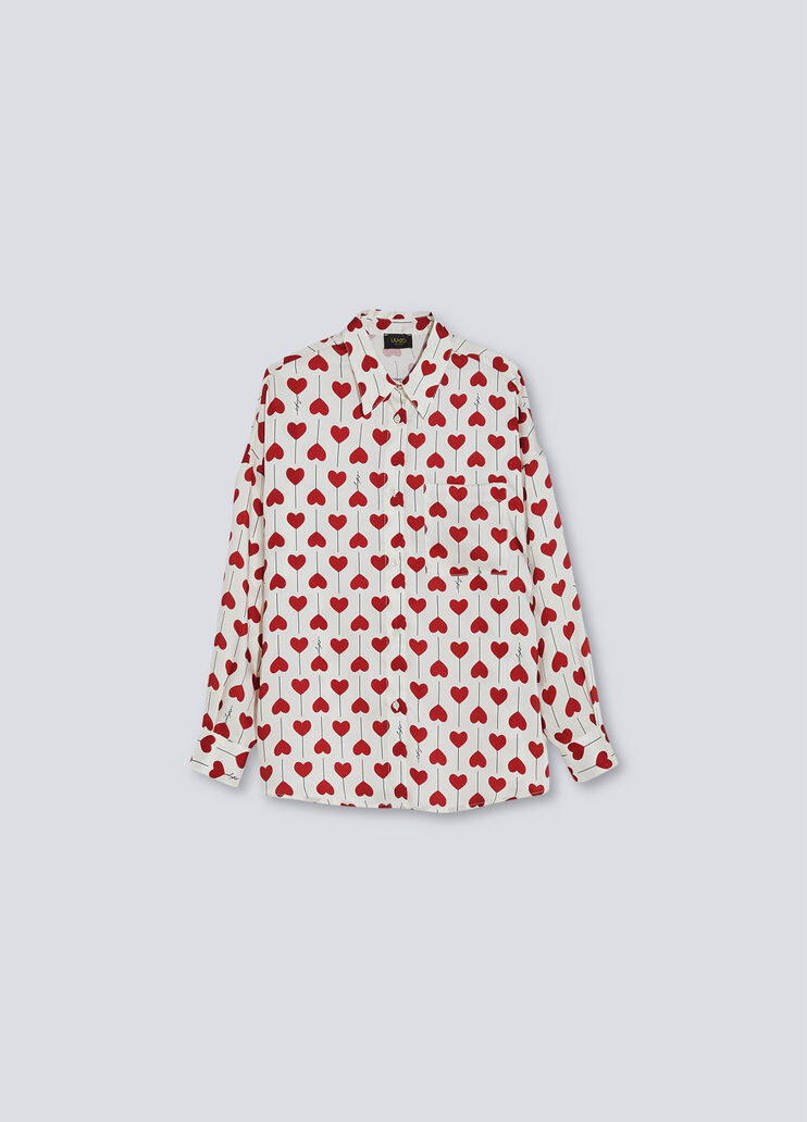 Eco-friendly shirt with hearts print red with hearts Liu Jo - large image number 4