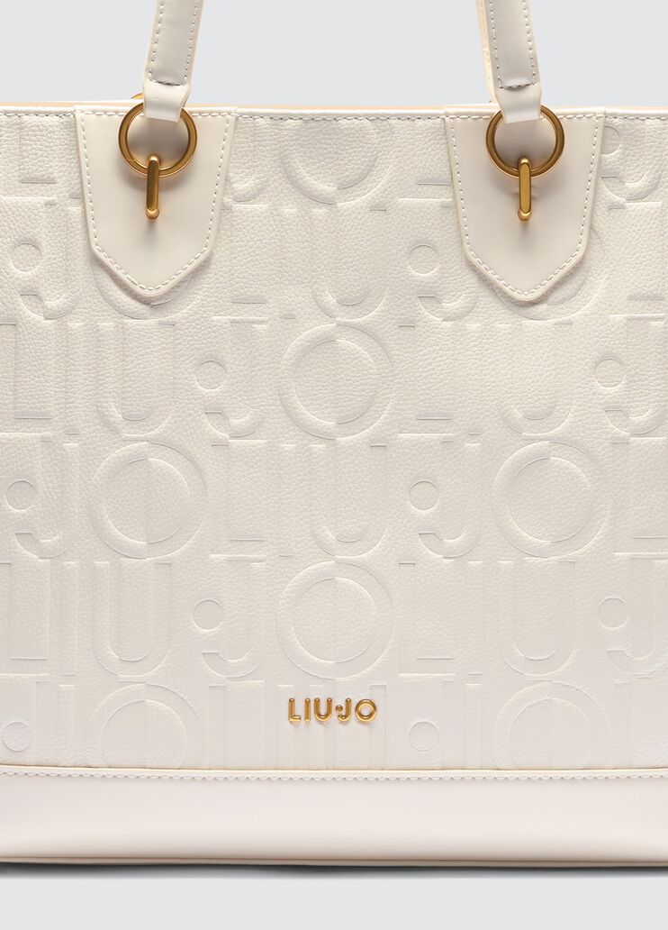 Shopping bag with logo and chain cream Liu Jo - large image number 4 Shopping bag with logo and chain cream Liu Jo - large image number 4