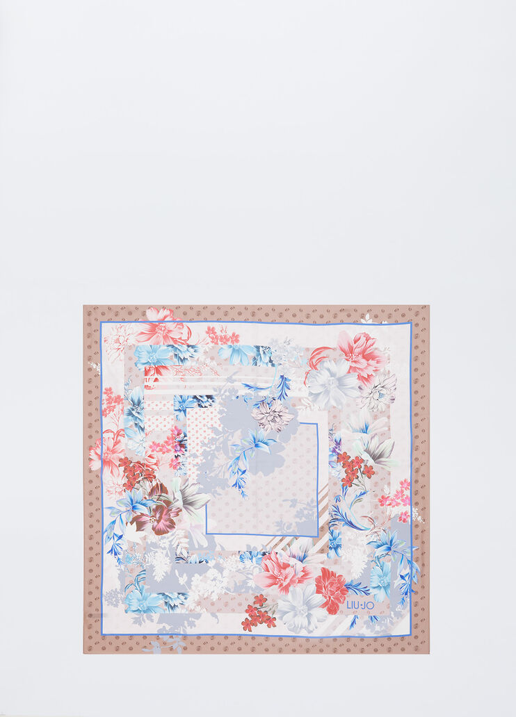 Платок с цветочным принтом beige Liu Jo - large image number 2