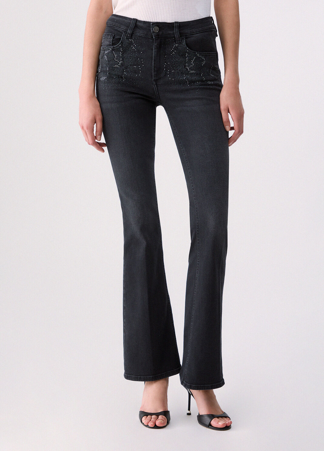 Bootcut-Jeans mit Strass Denim-Schwarz Liu Jo - large image number 0