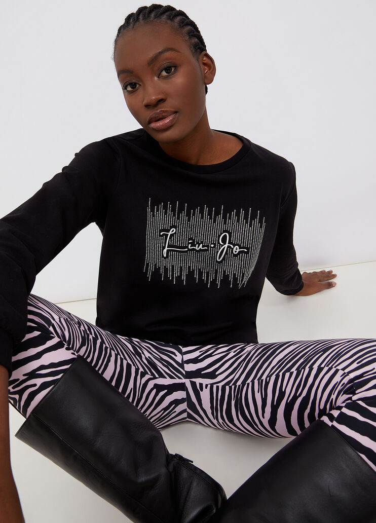 Sweatshirt with logo black/gemstones Liu Jo - large image number 2 Sweatshirt with logo black/gemstones Liu Jo - large image number 2
