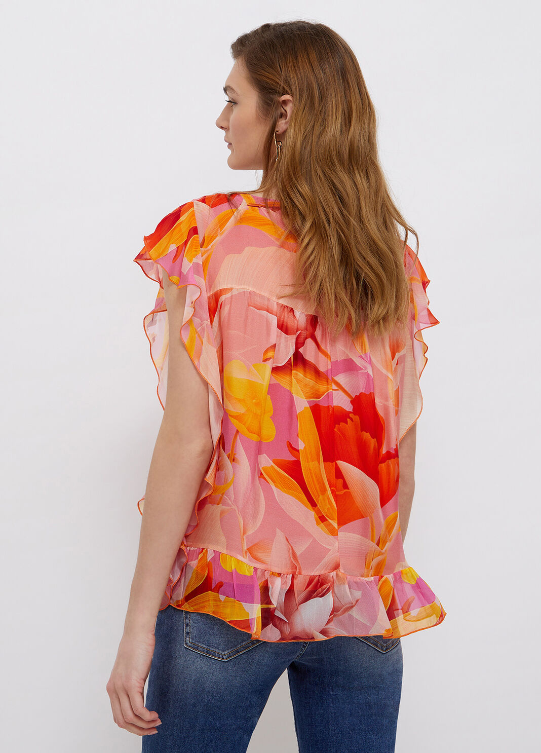 Блузка с цветочным принтом оранжевый Liu Jo - large image number 1