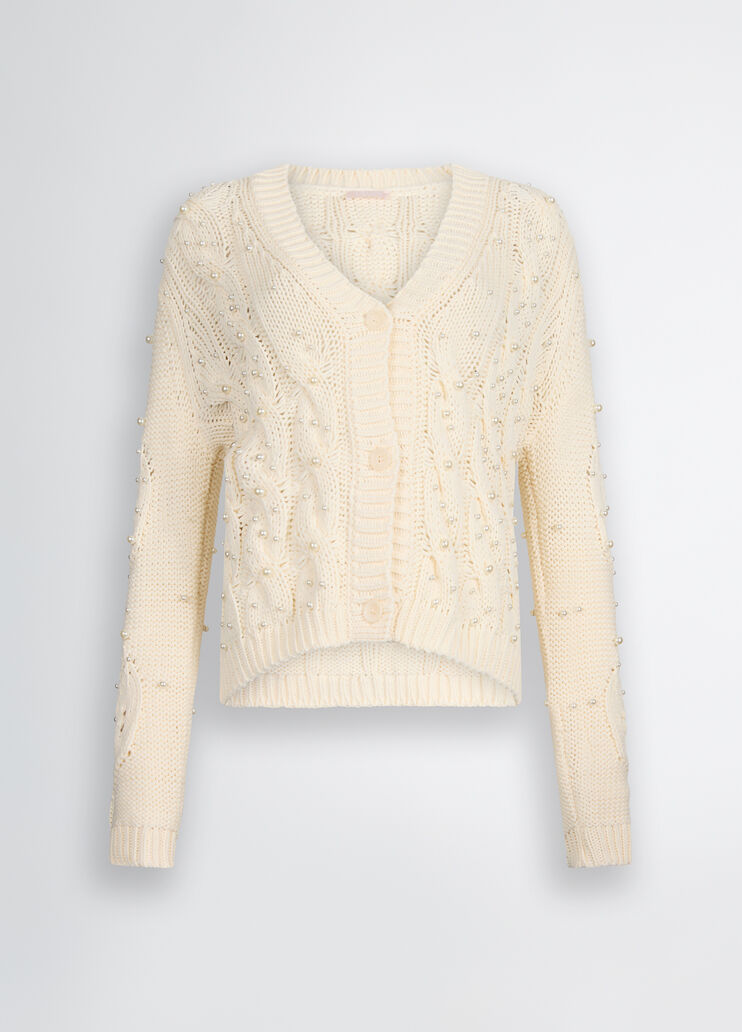 Cardigan with beads cream Liu Jo - large image number 6 Cardigan with beads cream Liu Jo - large image number 6