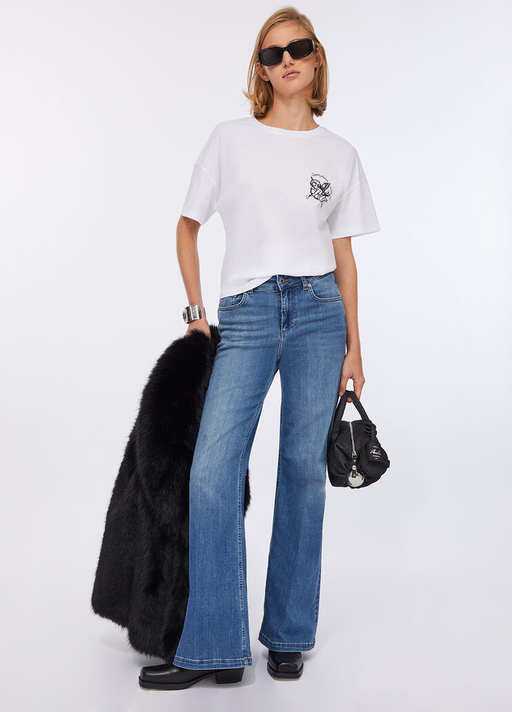 T-shirt with embroidery and rhinestones white Liu Jo - large image number 5 T-shirt with embroidery and rhinestones white Liu Jo - large image number 5