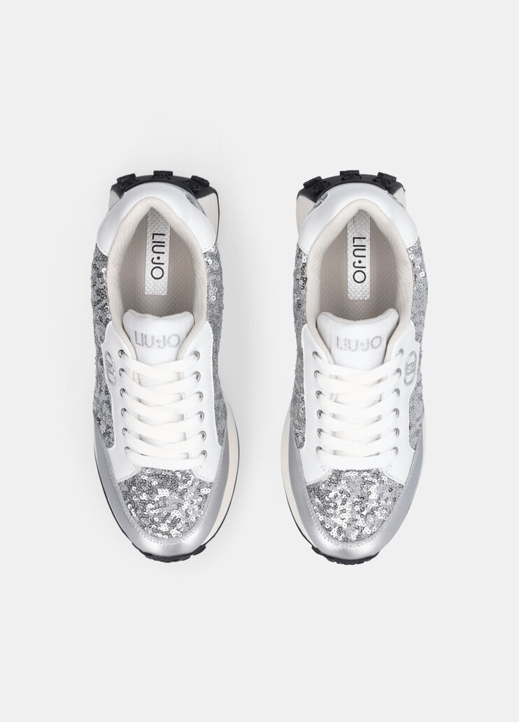 Sneakers with all-over glitter silver Liu Jo - large image number 4 Sneakers with all-over glitter silver Liu Jo - large image number 4