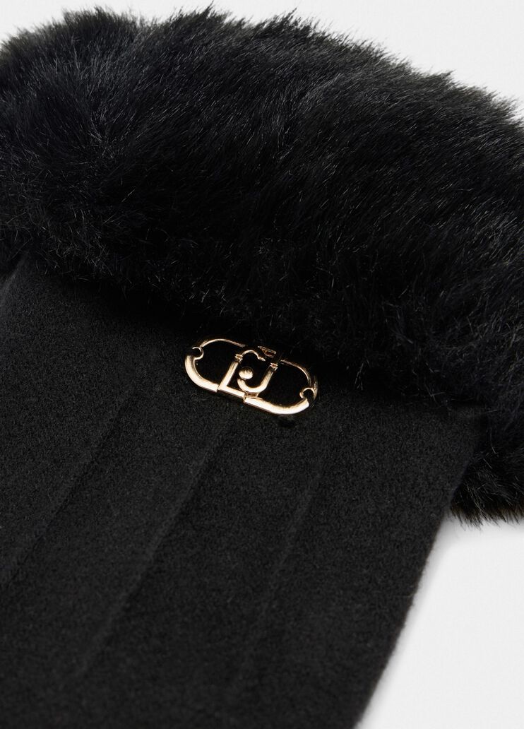 Gloves with faux fur details black Liu Jo - large image number 3