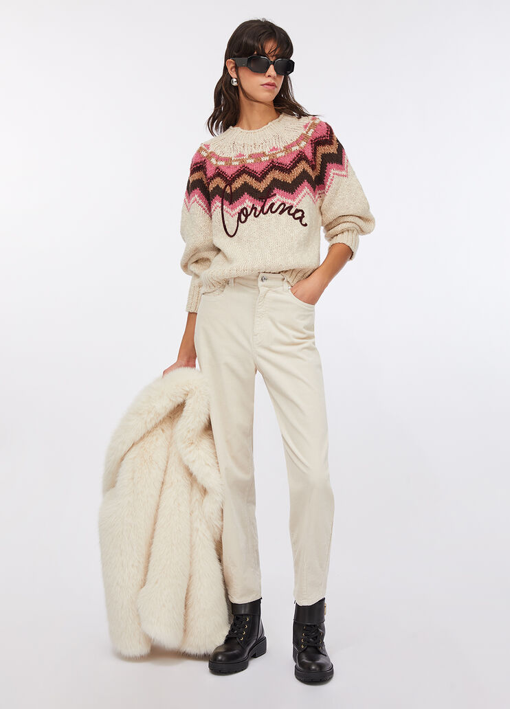 Maglia jacquard con ricamo beige Liu Jo - medium