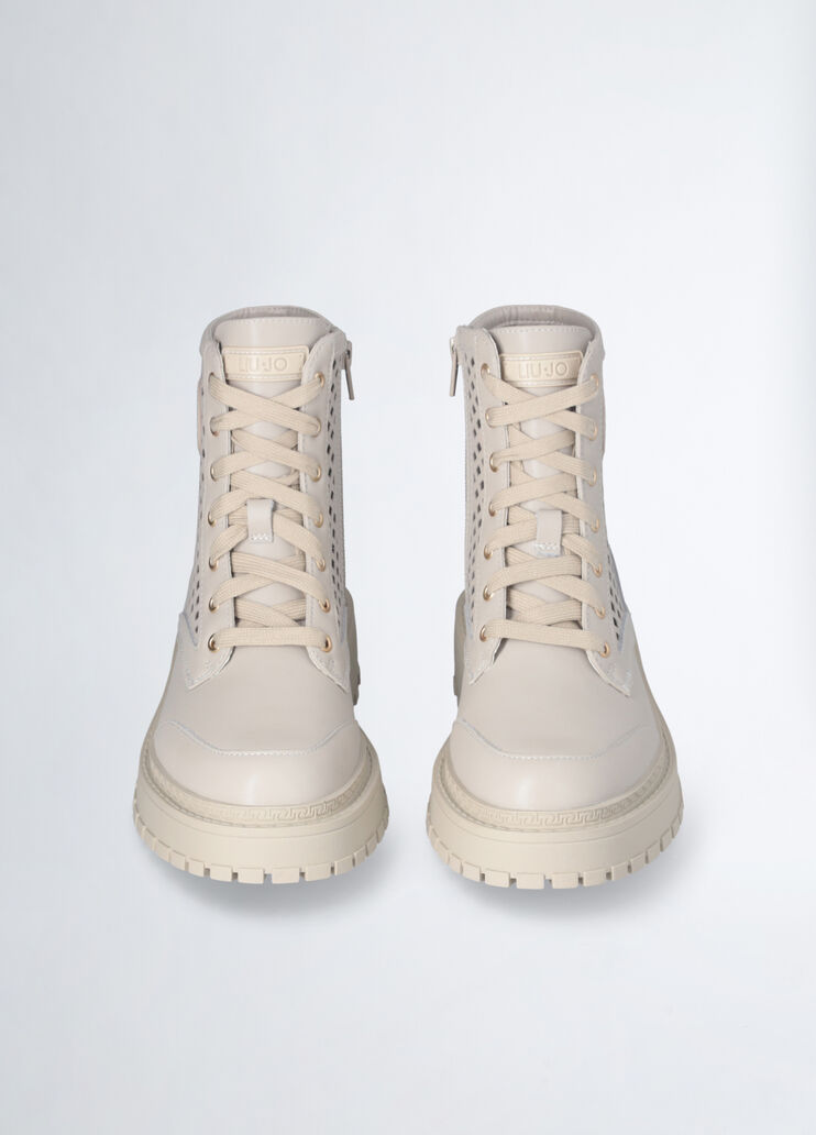 Perforated leather combat boots beige Liu Jo - large image number 6 Perforated leather combat boots beige Liu Jo - large image number 6