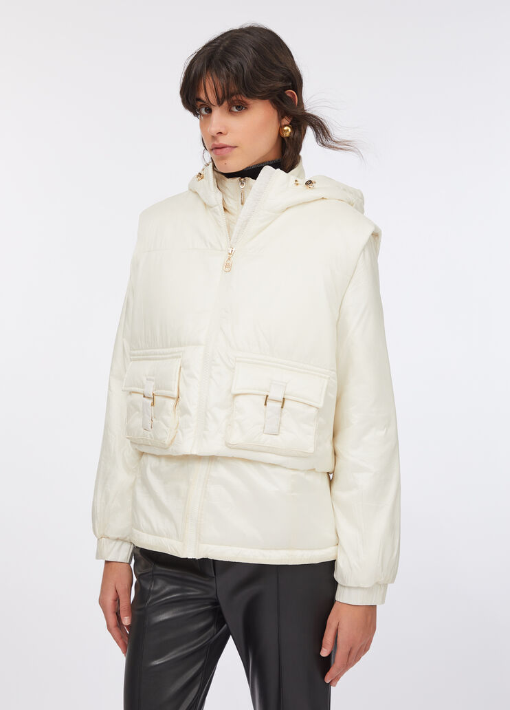 Padded hooded jacket Milky white Liu Jo - large image number 0