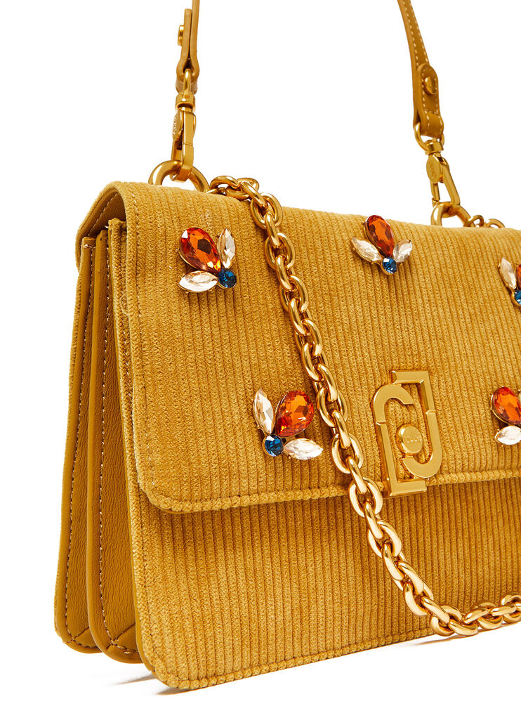 Velvet handbag with gemstones yellow Liu Jo - large image number 4