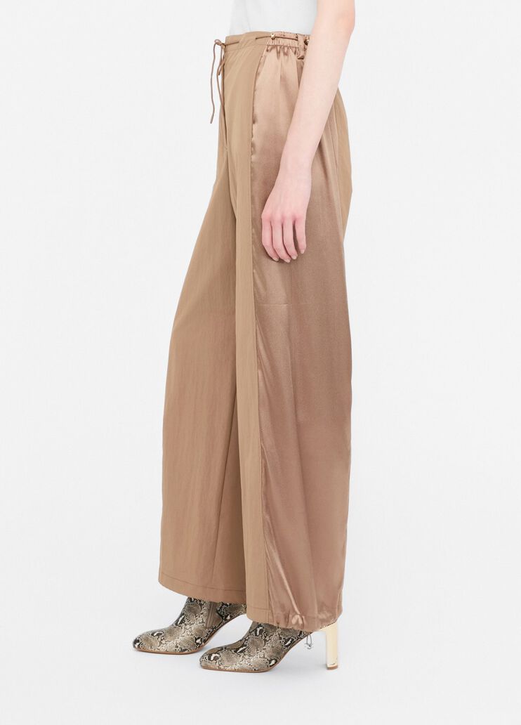 Pantalon de jogging en nylon et satin chocolat au lait Liu Jo - large image number 3 Pantalon de jogging en nylon et satin chocolat au lait Liu Jo - large image number 3