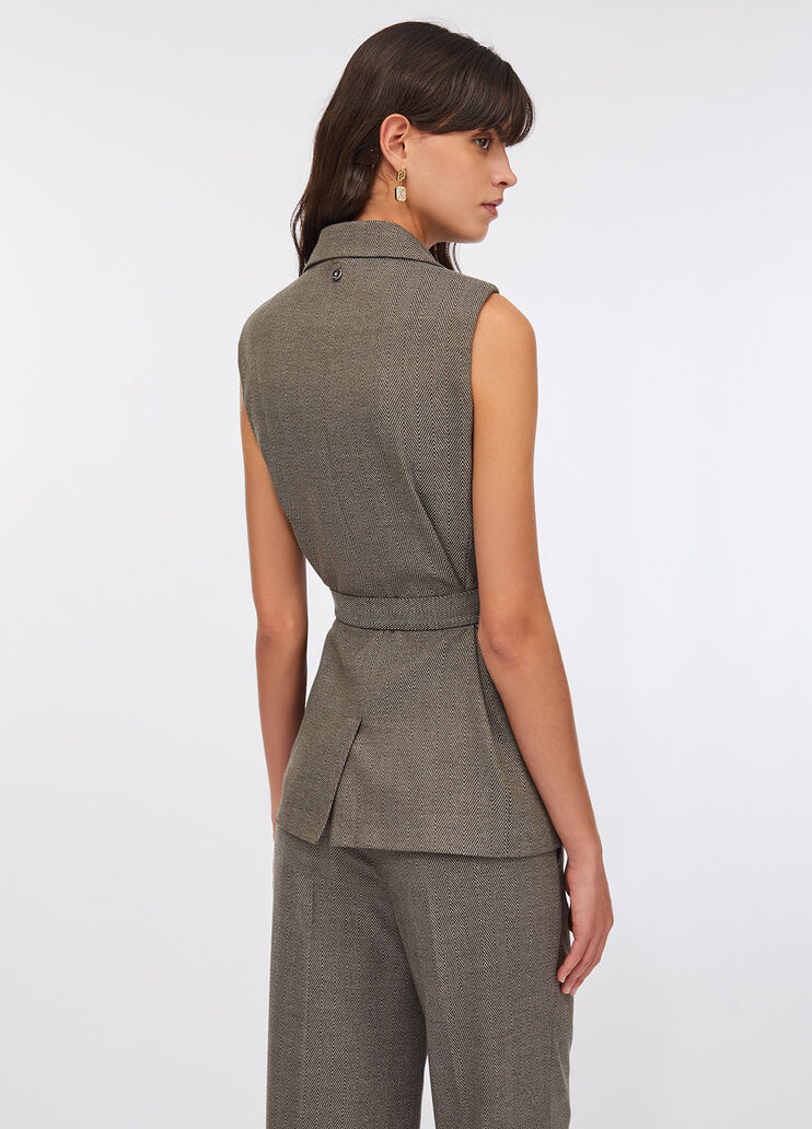 Chevron vest with belt dark beige Liu Jo - large image number 1